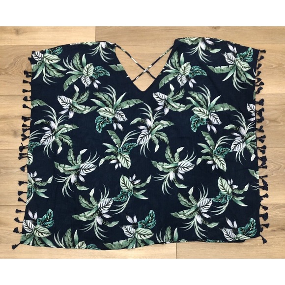 Beach Scene Collection Women’s 3X Swimsuit Cover Blue Great Floral R5 - Picture 1 of 10
